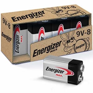 Energizer MAX 9V Batteries, Premium Alkaline 9 Volt Batteries (8 Battery Count) for $15