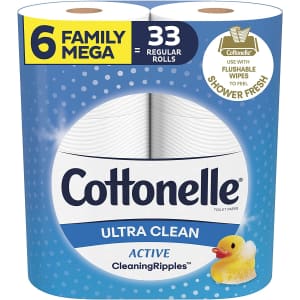 Cottonelle Ultra Clean Family Mega Roll Toilet Paper 6-Pack for $23