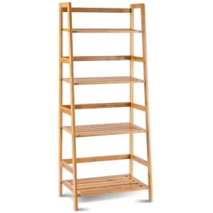 Costway 4-Tier Bamboo Ladder Shelf for $45 Costway 4-Tier Bamboo Ladder Shelf for $45