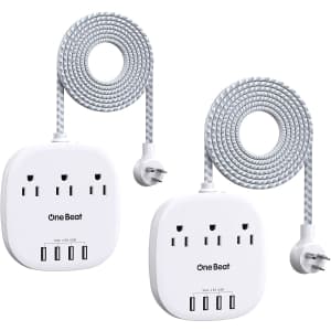 One Beat 3-Outlet 4-USB Power Strip 2-Pack for $22