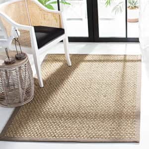 Safavieh Natural Fiber Collection NF114P Basketweave Natural and Grey Summer Seagrass Area Rug (3' for $41 Safavieh Natural Fiber Collection NF114P Basketweave Natural and Grey Summer Seagrass Area Rug (3' for $41