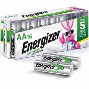 Energizer Rechargeable AA Batteries, NiMH, 2000 mAh, Pre-Charged, 16 count (Recharge Universal) for $38 Energizer Rechargeable AA Batteries, NiMH, 2000 mAh, Pre-Charged, 16 count (Recharge Universal) for $38