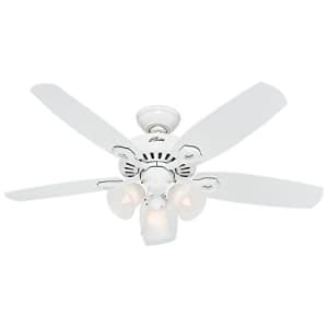 Hunter Fan Hunter Builder Indoor Ceiling Fan with LED Lights and Pull Chain Control, 42", Snow White for $113