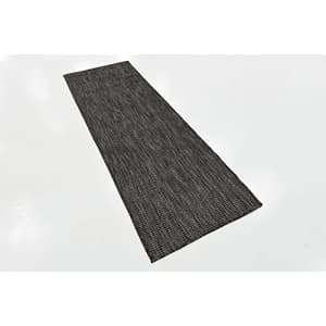 Unique Loom Outdoor Solid Collection Casual Transitional Indoor and Outdoor Flatweave Black Runner for $31 Unique Loom Outdoor Solid Collection Casual Transitional Indoor and Outdoor Flatweave Black Runner for $31