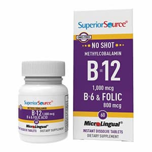 Superior Source No Shot Vitamin B12 Methylcobalamin (1000 mcg), B6, Folic Acid, Quick Dissolve for $13