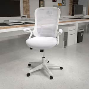 Flash Furniture High Back White Mesh Ergonomic Swivel Office Chair with White Frame and Flip-up Arms for $170