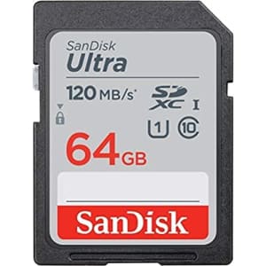 SanDisk 64GB Ultra SDXC UHS-I Memory Card - 120MB/s, C10, U1, Full HD, SD Card - SDSDUN4-064G-GN6IN for $10