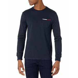 Tommy Hilfiger Men's Long Sleeve Cotton T Shirt, Sky Captain-PT, XS for $30