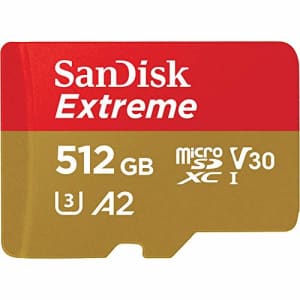 SanDisk 512GB Extreme UHS-I microSDXC Memory Card with SD Adapter, 160MB/s Read, 90MB/s Write, V30, for $80