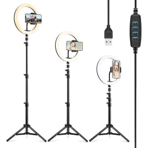 ESR 10" Selfie Ring Light with Tripod and Phone Holder for $16
