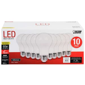 Feit Electric A19 E26 60W LED Bulb 10-Pack for $10