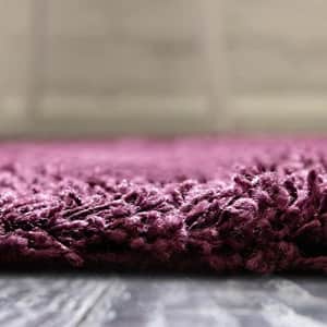 Unique Loom Solo Solid Shag Collection Area Modern Plush Rug Lush & Soft, 2 ft 2 x 6 ft 0, Eggplant for $36