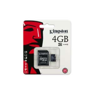 Kingston 4 GB microSDHC Class 4 Flash Memory Card SDC4/4GB for $12