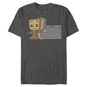 Marvel Men's Universe Retro Groot T-Shirt, Charcoal, Large for $14