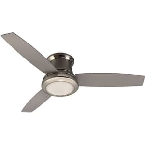 Harbor Breeze Sail Stream 52-in Brushed Nickel Flush Mount Indoor Ceiling Fan with Light Kit and for $125