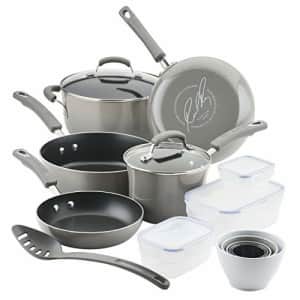 Rachael Ray Brights Nonstick Cookware Pots and Pans Set with LocknLock Containers, 19 Piece, Sea for $169 Rachael Ray Brights Nonstick Cookware Pots and Pans Set with LocknLock Containers, 19 Piece, Sea for $169