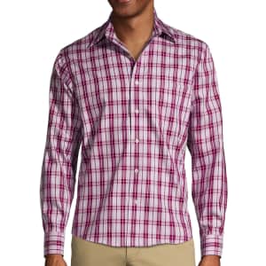 Lands' End Men's Untucked Traditional Fit Straight Collar No Iron Pinpoint Shirt for $14