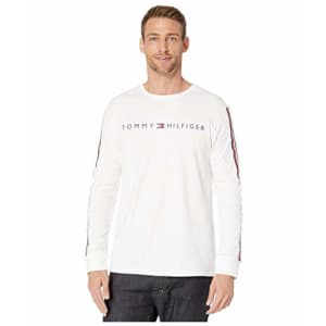 Tommy Hilfiger Men's Long Sleeve Cotton Graphic T-Shirt, Bright White, MD for $19