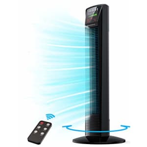 TaoTronics Tower Fan Oscillating Fan Powerful Floor Fan with Remote and Large LED Display, 9 Modes, for $76