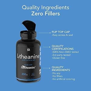 Sports Research Suntheanine L-Theanine 200mg (Double-Strength) in Cold-Pressed Organic Coconut Oil; Non-GMO & for $25 Sports Research Suntheanine L-Theanine 200mg (Double-Strength) in Cold-Pressed Organic Coconut Oil; Non-GMO & for $25