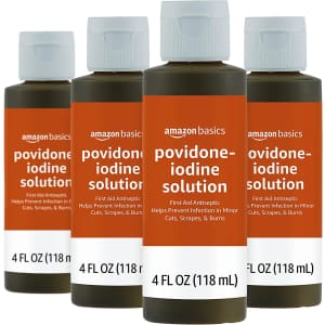 Amazon Basics 10% Povidone Iodine First Aid Antiseptic 4-oz. Bottle 4-Pack for $7.21 via Sub & Save