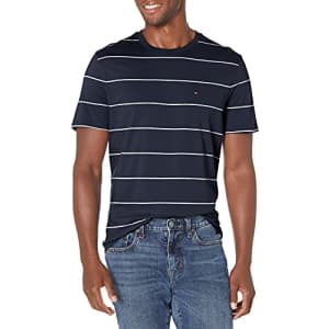 Tommy Hilfiger Men's Short Sleeve-Graphic T Shirt, Sky Captain-pt, LG for $17