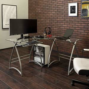 Walker Edison Furniture Company Modern Corner L Shaped Glass Computer Writing Gaming Gamer Command for $173 Walker Edison Furniture Company Modern Corner L Shaped Glass Computer Writing Gaming Gamer Command for $173
