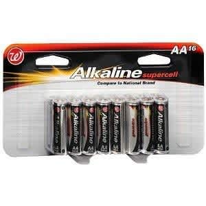 Walgreens Alkaline Supercell Batteries, AA, 16 ea for $30