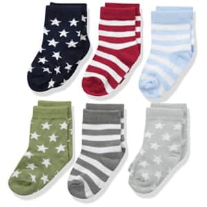 Luvable Friends Unisex Baby Newborn and Baby Socks Set, Star Stripes, 6-12 Months for $9