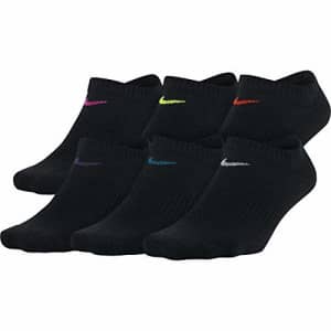 Nike Women's Everyday Lightweight No-Show Socks (6 Pair), Black/Multicolor, Medium for $32