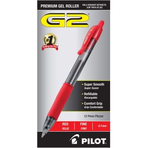 Pilot G2 Refillable Gel Pen 12-Pack for $16