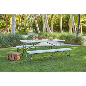 BrylaneHome Fold-in-Half Resin Table, 6' Long, 29 1/4" Hx30 Wx72 L Patio Table, White for $143 BrylaneHome Fold-in-Half Resin Table, 6' Long, 29 1/4" Hx30 Wx72 L Patio Table, White for $143