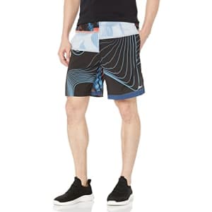 Reebok Men's Standard Austin Training Shorts, Black/Blue/All Over Print, Small for $22