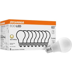 Sylvania ECO A19 60W-Equivalent LED Light Bulb 8-Pack for $17