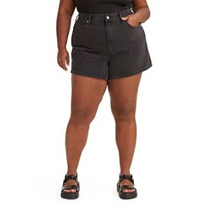 Levi's Women's Plus-Size High Waisted Mom Jean Shorts, (New) Wonderful-Black, 37 for $30