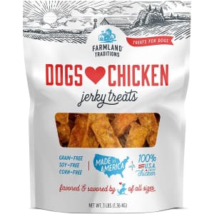 Farmland Traditions Dogs Love Chicken Jerky Treats 3-lb. Bag for $34
