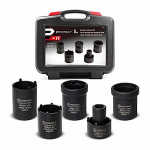 Powerbuilt Spindle Nut Socket Tool Kit, 5 Piece, Remove Spindle Nuts, Various Size Lug Out Spindle for $69