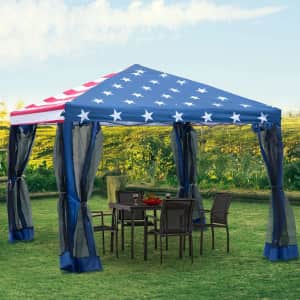 Outsunny 10x10-Foot American Flag Pop-Up Canopy Tent for $110