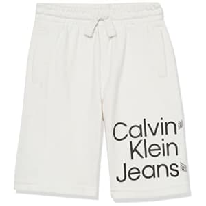Calvin Klein Boys' Big Logo Waistband Sweat Short, Wraparound White, 14-16 for $12