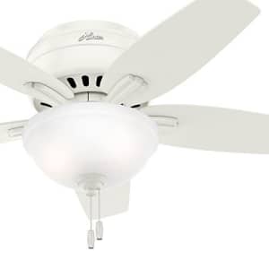 Hunter Fan 42in Low Profile Ceiling Fan in Fresh White with Clear Frosted Glass Light Kit, 5 Blade for $73
