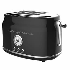 Frigidaire ETO102-BLACK Retro Wide 2-Slice Toaster Perfect for Bread, English Muffins, Bagels, 5 for $36 Frigidaire ETO102-BLACK Retro Wide 2-Slice Toaster Perfect for Bread, English Muffins, Bagels, 5 for $36