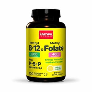Jarrow Formulas Methyl B-12 & Methyl Folate - 100 Chewable Tablets, Lemon - Bioactive Vitamin B12 & for $16