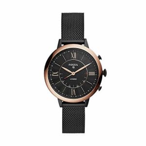 Fossil Women's Jacqueline Stainless Steel Mesh Hybrid Smartwatch, Color: Black (Model: FTW5030) for $206