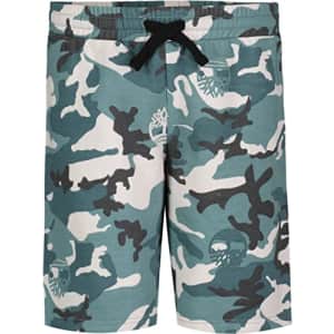 Timberland Boys' Big Drawstring Logo Knit Shorts, Mineral Green 22, 14-16 for $15