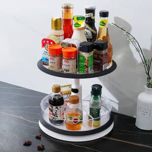 Qisiewell 2-Tier Height Adjustable Lazy Susan Turntable for $16 Qisiewell 2-Tier Height Adjustable Lazy Susan Turntable for $16