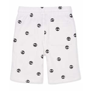 Timberland Boys' Drawstring Logo Knit Shorts, White, Large (14/16) for $15