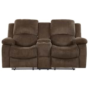 HomeRoots Charlie Chenille Reclining Loveseat w/ Console for $949
