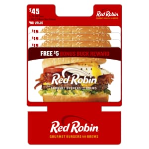 $50 in Red Robin Gift Cards for $43 for members $50 in Red Robin Gift Cards for $43 for members