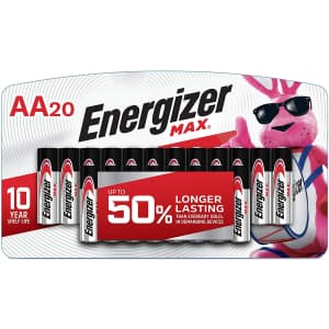 Energizer MAX Alkaline AA Batteries 20-Pack for $20