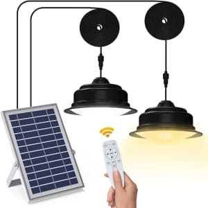 Malitupy Dual Head Solar Pendant Light for $36 Malitupy Dual Head Solar Pendant Light for $36